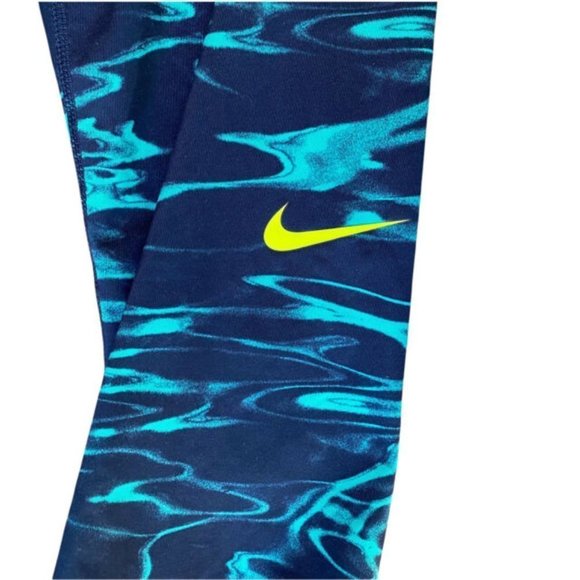 NWOT Nike Pro Compression Capri Pants Womens Small Crops Teal Navy Swirl - Picture 3 of 7